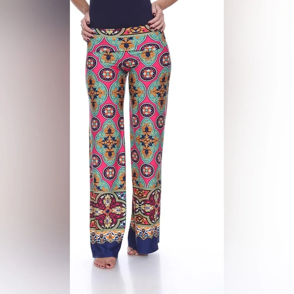WHITE MARK Bohemian Multicolor Palazzo Pants NWT